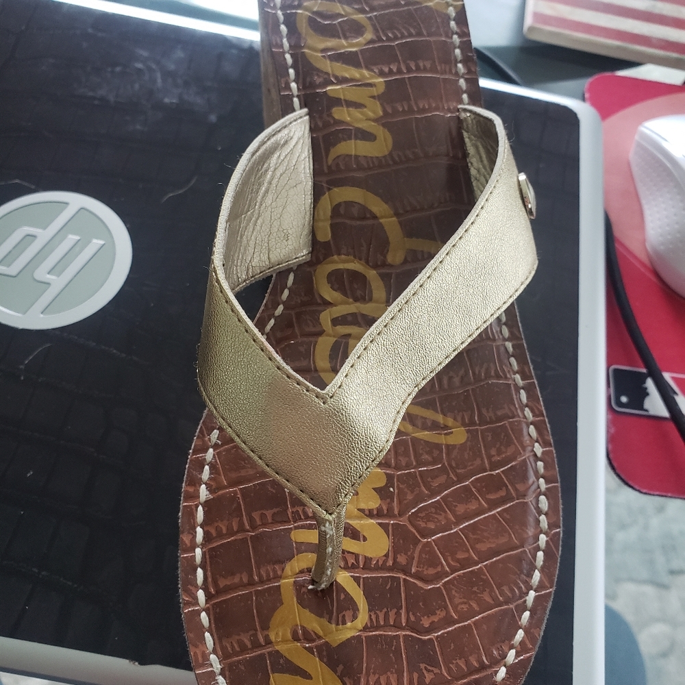 Gold leather platform sandals
